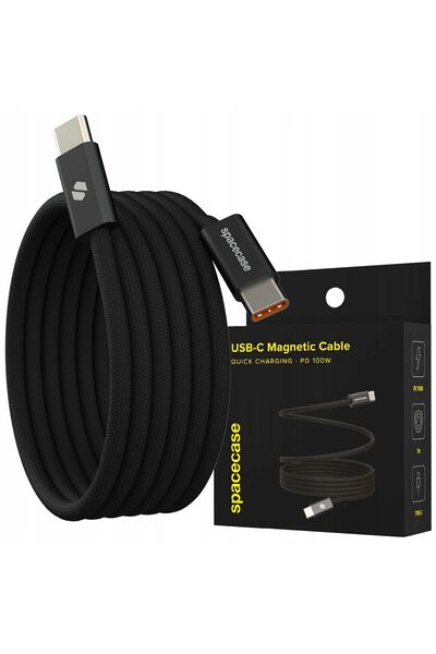 spacecase Cablu magnetic USB-C la USB-C 1M 100W CL06 negru