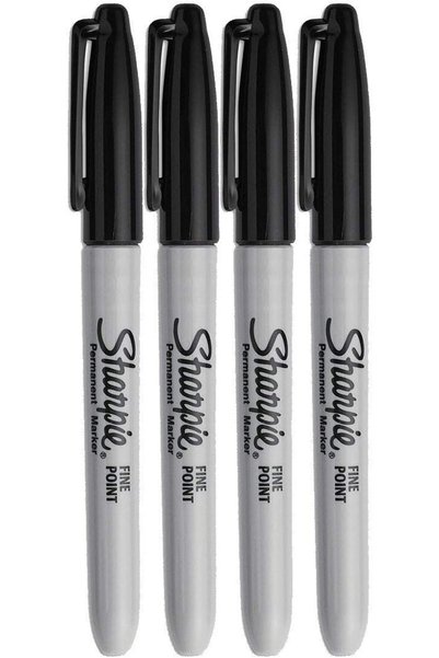 Sharpie Yayınları أقلام شاربي الدائمة، برأس رفيع، حبر أسود (عبوة من 4 قطع)