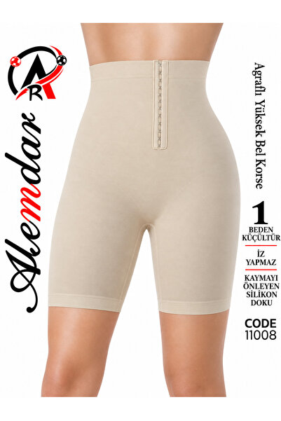 Alemdar High-Waisted Turkish Shapewear Shorts with Front Zipper