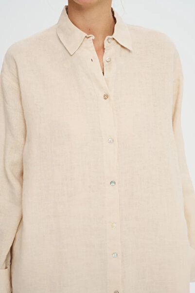 Şeker Portakalım Linen Shirt Beige
