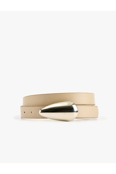 Koton Oval Metal Buckle Faux Leather Belt
