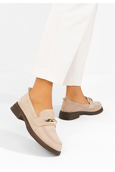 B T Shoes Дамски мокасини Лебрая бежови
