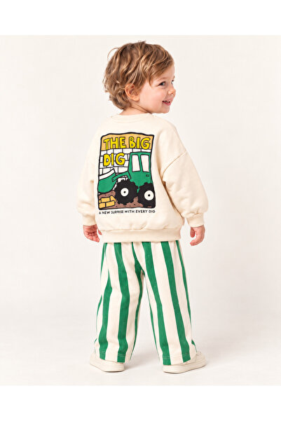 Mono Kids The Big Dig Kepçe Baskılı Çizgili Erkek Bebek İkili Eşofman Takımı ...
