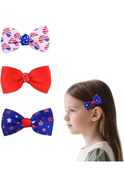 GENERAL Patriotic Independence Day Barrettes Memorial Day Bow Hairclips for W...