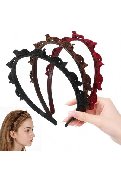GENERAL 3 Pcs Hairclip Headband,Velvet Curly Hair Headband with Clips