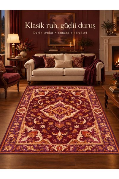 YTR HOME Dijital Baskı Yıkanabilir Kaymaz Taban Dekoratif Salon Mutfak Halısı...
