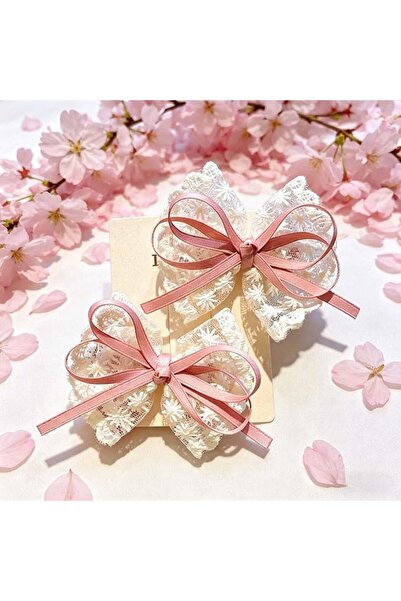 GENERAL 2 Pcs Dusty Pink Lace Bow Hair Clips,Elegant Ribbon Hair Pins,Secure ...