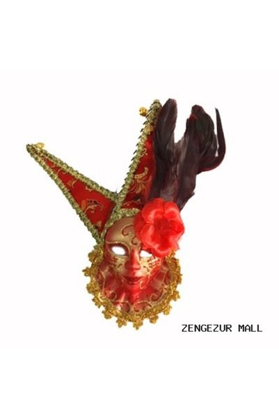 ZERO LAND ZNGZRMLL قناع سيراميك مزخرف بالريش (232257) لون أحمر