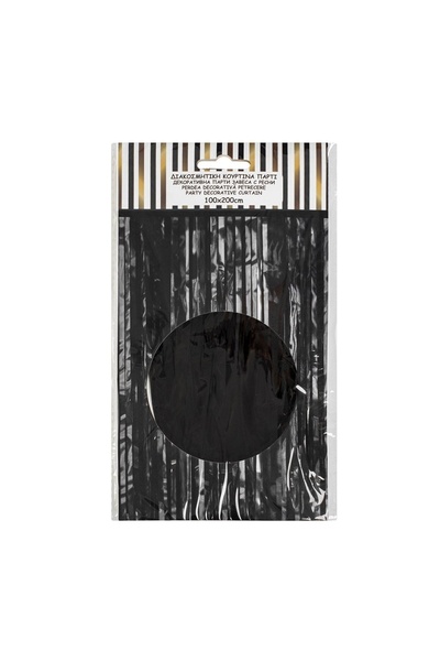 OEM Perdea Decorativa Neagra cu Franjuri din Folie de Petrecere 1x2m