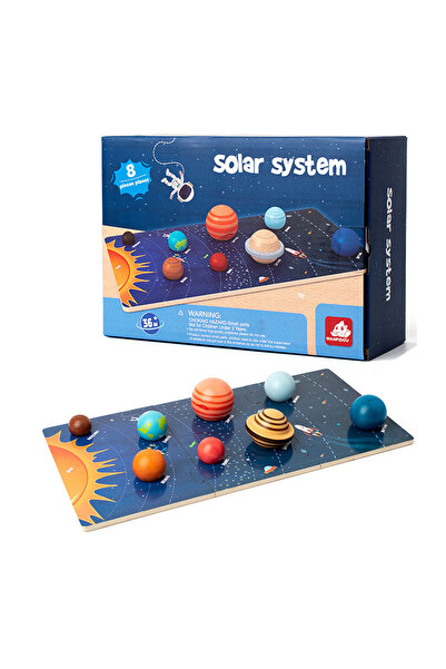 Generic Brand Puzzle sistem solar din lemn cu 8 planete 3D, joc Montessori de...