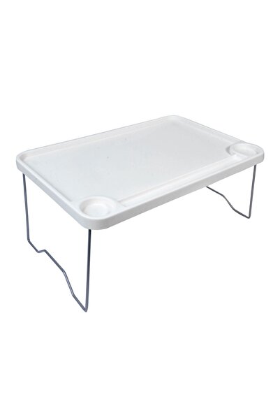 OEM Măsuță Pliabilă Laptop 58x36 cm din Plastic Alb, Ușoară pentru Casă și Voiaj