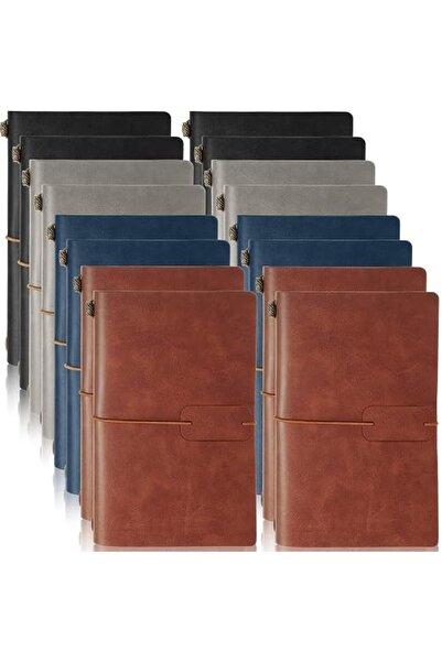GENERAL Sabary 16 Pcs Vintage Travel Notebooks 4.72 x 7.87 Inch PU Leather Li...