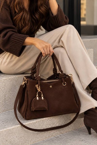 Neli Elegant Women's Suede Accessory Detailed Bag
