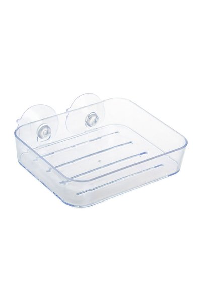 OEM Savoniera Plastic Transparent cu Ventuze 13,4x11,5x3,2cm, Fixare Usoara