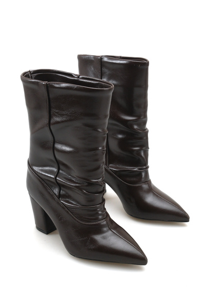 yıldızpark Women's Brown Bellows Westren Style Heeled Boots
