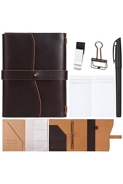 GENERAL MotiMind Leather Refillable Notebook Set for Journal, 8.6 x 6 in, Brown