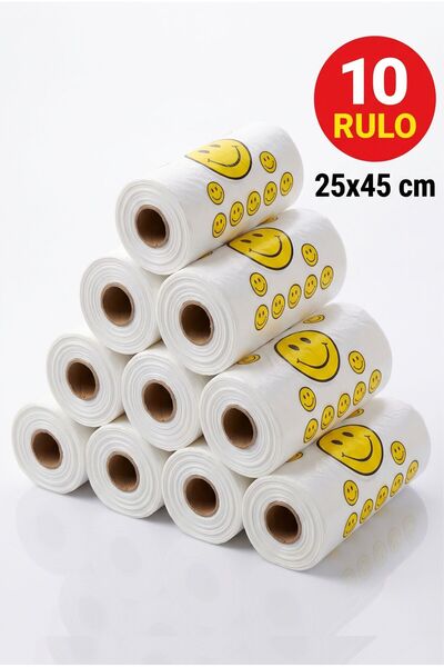 Genel Markalar 10'lu Orta Boy Gülenyüz Baskılı Rulo Atlet Poşet – [Ölçü: 25x4...