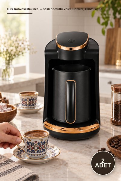Yenilig 2 Adet Türk Kahvesi Makinesi – Sesli Komutlu Voice Control, 400W Isıtma, Akıllı Taşma Önleyici Sensör, 250ML 4 Fincan, Çift Akıtmalı Cezve, Turkish Coffee Maker