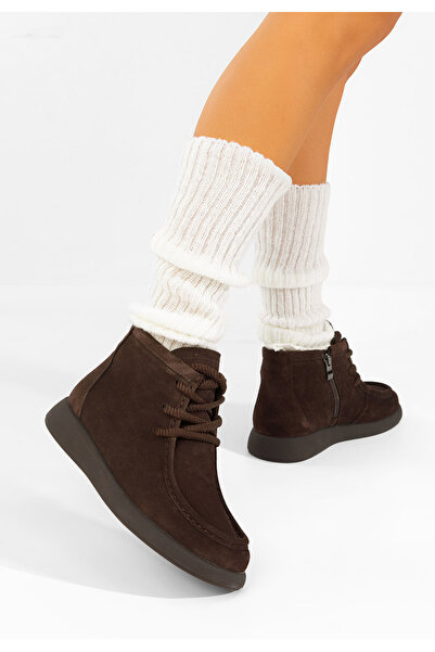B T Shoes Ghete dama piele Cresova maro