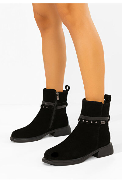 B T Shoes Γυναικείες μαύρες δερμάτινες μπότες Ροζλίνα