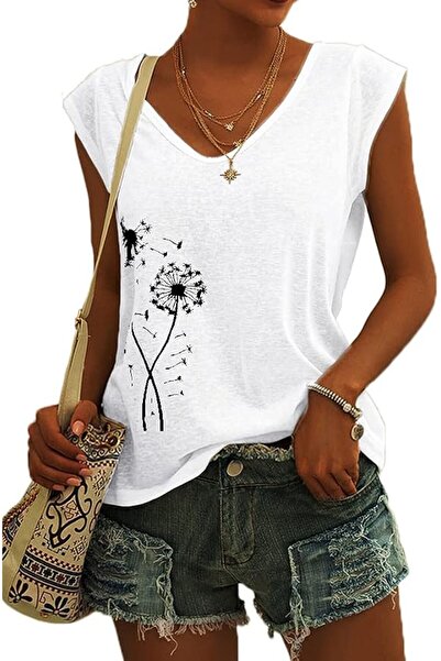 GENERAL Langwyqu Womens Cap Sleeve Blouses T-Shirt Casual Loose Fit Basic Shi...