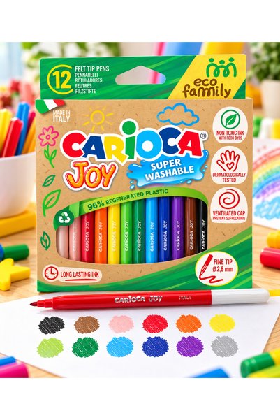 carioca Joy Washable Felt Tip Crayons 12 Colors