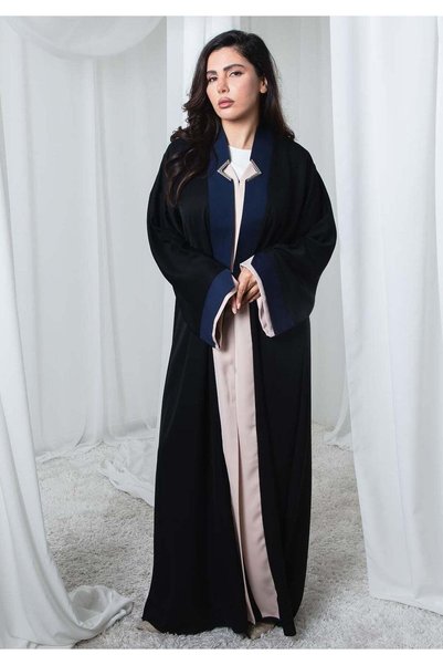 Msquare Fashion Modern Black & Blue Abaya with Sheila