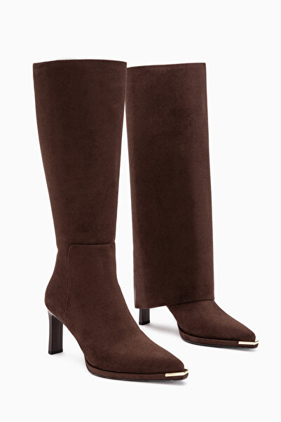 Limoya Petra Brown Suede Women's Boots with Removable Heel Detail