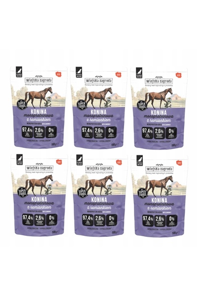 Wiejska Zagroda Hrană umedă pentru câini Carne de cal monoproteină 6x500g