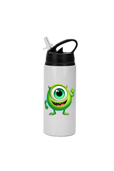 Photoretous Μπουκάλι Νερού Τέρατα 600ml Λευκό με Μαύρο Καπάκι