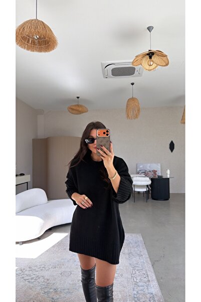 Buket Teke Black Oversize Soft Texture Basic Sweater