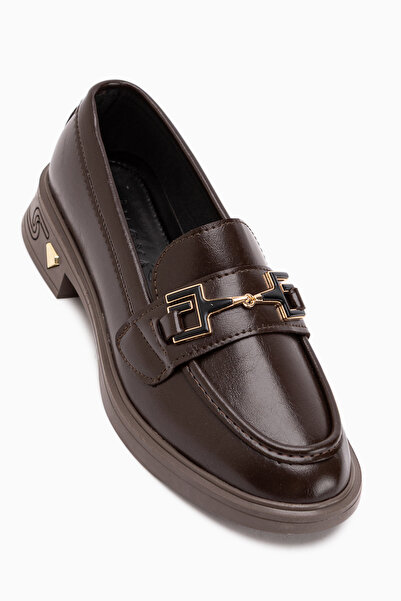Limoya Clarie Brown Buckle Women's Loafer Casual Shoes