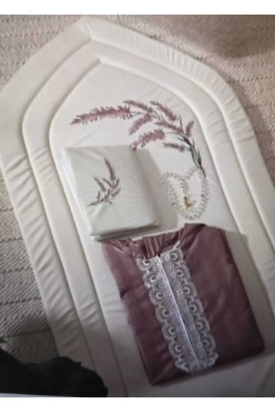 Generic Brand طقم سجادة صلاة مبطنة فاخرة بتصميم أنيق مع شرشف صلاة وبيت مصحف