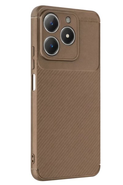 Bezos غطاء كربوني متوافق مع هاتف Realme C61 مع خاصية التركيز التلقائي - بني