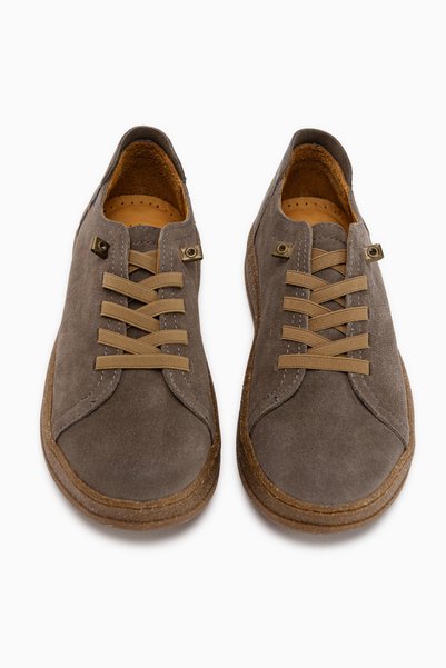 Limoya Judi Hakiki Deri Gri Süet Rahat Tabanlı Kadın Sneakers