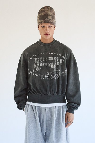 Bershka Yıkama efektli bisiklet yaka sweatshirt