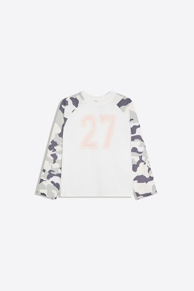 Bershka Uzun kollu reglan baskılı tişört