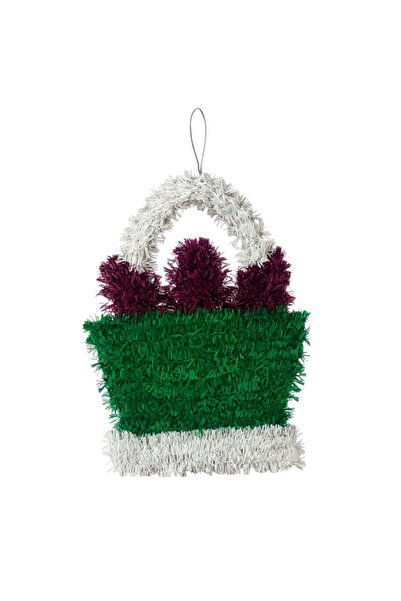 Generic Brand Decor de Crăciun din materiale artificiale – Coș verde cu ornam...