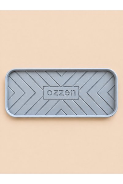 ozzen Uzun Boy Yağdanlık Altlığı Kaymaz Yağlık ve Sirkelik Altlığı Mutfak Tezgah Koruyucu Gri 9,5x23 cm