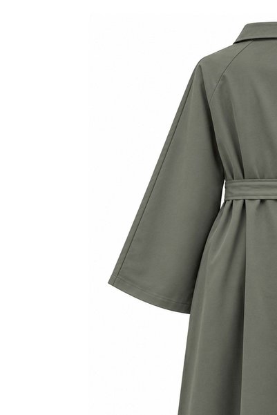 praye Long Gabardine Trench Khaki