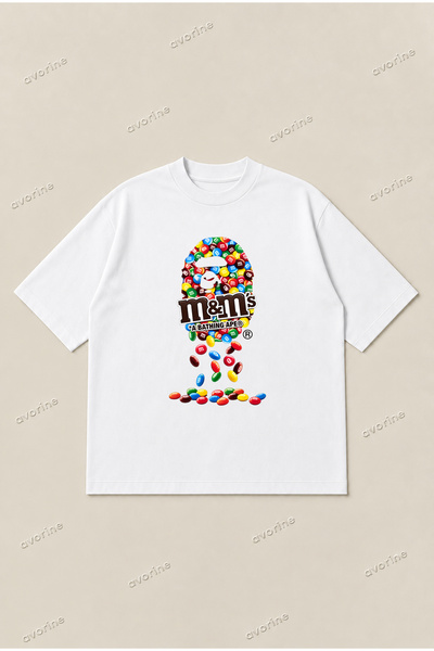 Moon Dancer Tricou imprimat Bape x M&m Collab, confortabil, supradimensionat,...