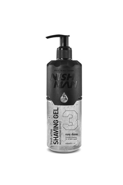 NISHMAN Fresh Active Shaving Gel 3 Easy Shave Moisturizing Effect Smooth Shaving 400ml