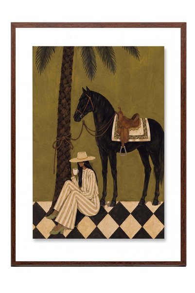 Postifull Rest under the Palm Tree Poster - Brown Framed Artwork No:180254