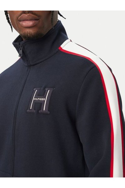 Tommy Hilfiger LACİVERT LOGOLU FERMUARLI ERKEK SWEATSHIRT