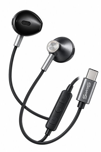 Saafo SF0303 Type-C Wired Stereo Earphones with In-Line Remote - Black