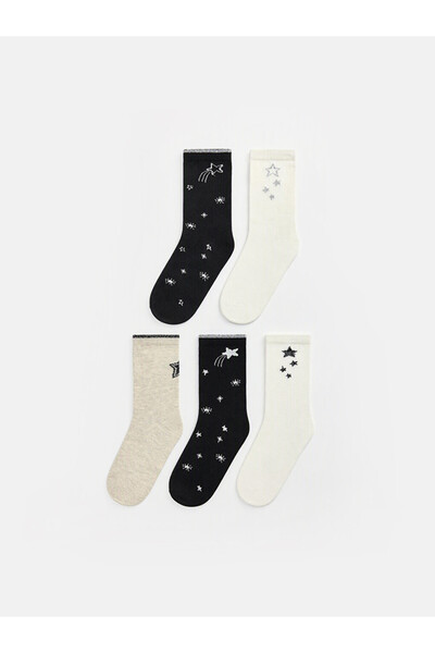 LC Waikiki 5-Piece Embroidered Girls' Socks for Style Enthusiasts from Uzg Store