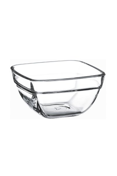 Paşabahçe 6-Piece Square Glass Pudding Bowl Set 375 ml Clear
