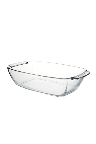 Borcam Rectangular Deep Glass Baking Tray, 4420 Ml, 90 Mm, Clear