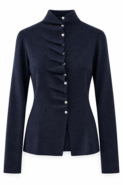 ELVAN TOLON Drape Buttoned Knitwear Dark Blue