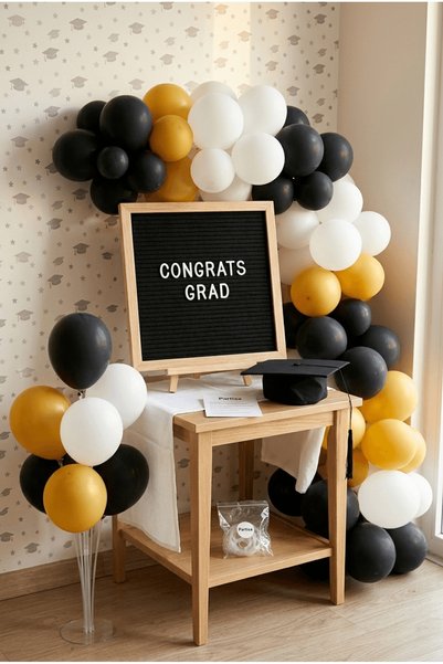 Partixa Graduation Decoration Deluxe Set Black Felt Writing Board with Stand ...